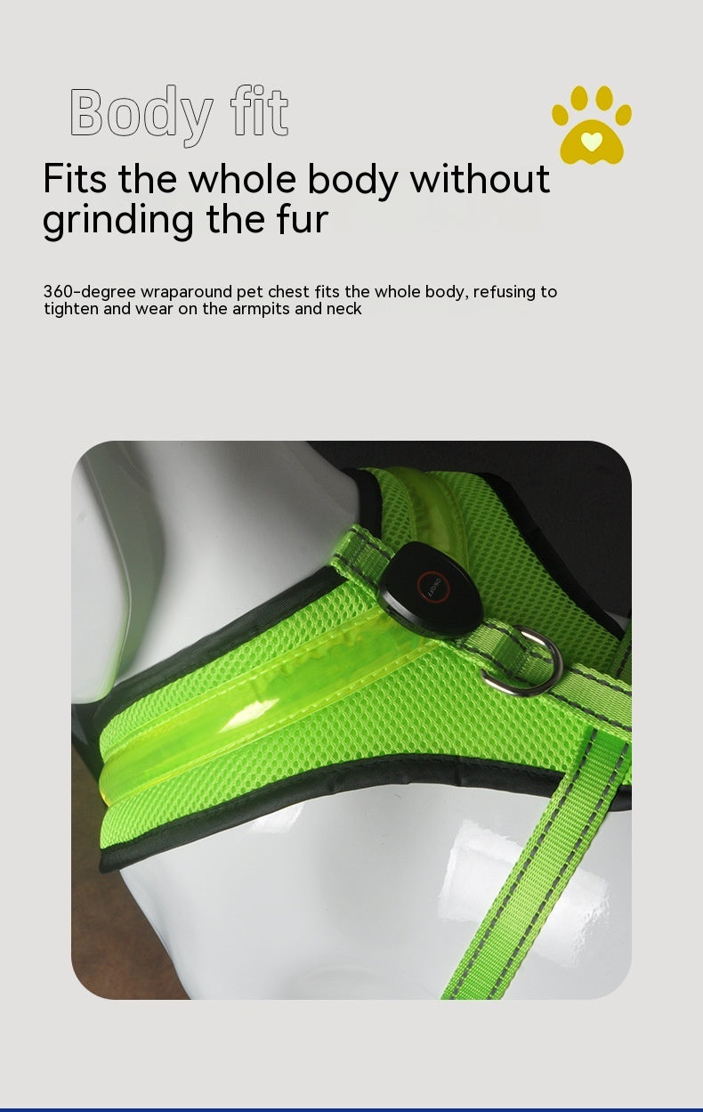 Luminous LED Dog Harness with USB Charging - Pet Safety Reflective Vest for Puppy and Large Dogs