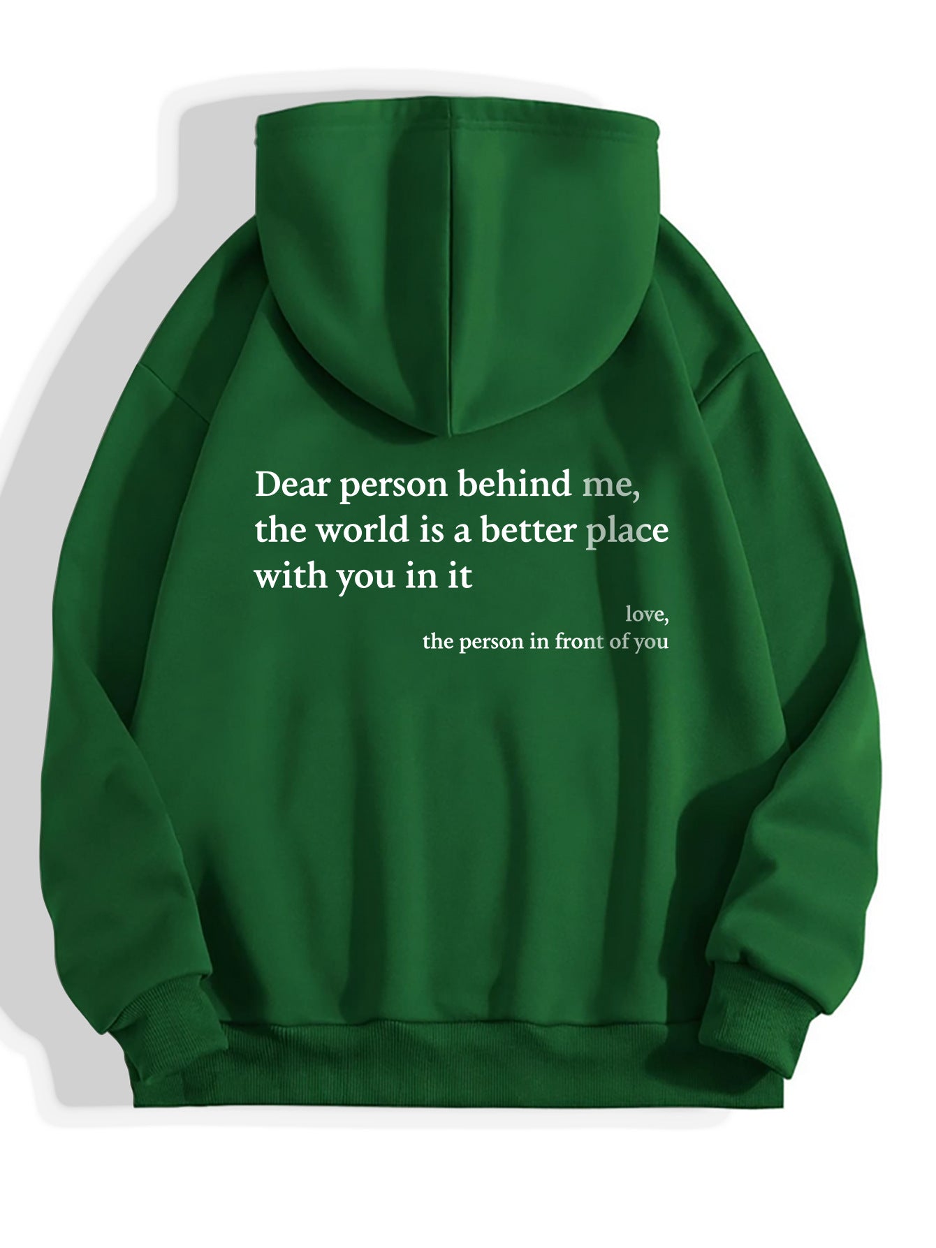 World is Better with You Hoodie: Women's Plush Letter Printed Kangaroo Pocket Drawstring Hoodie