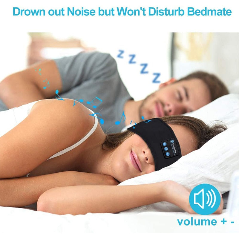 Wireless Bluetooth Sleeping Headband with Thin Soft Elastic Comfort for Side Sleepers and Sports – Music Earphones and Eye Mask Combo