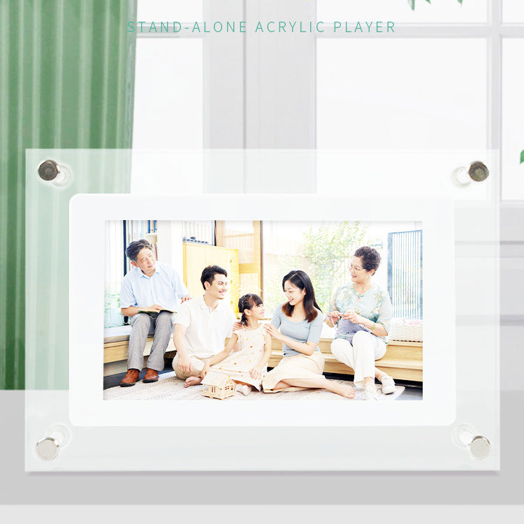 Timeless Moments: Acrylic Vertical Digital Picture Frame with Video Player, 1GB Storage, Battery, and Type-C - Perfect Gift for Loved Ones