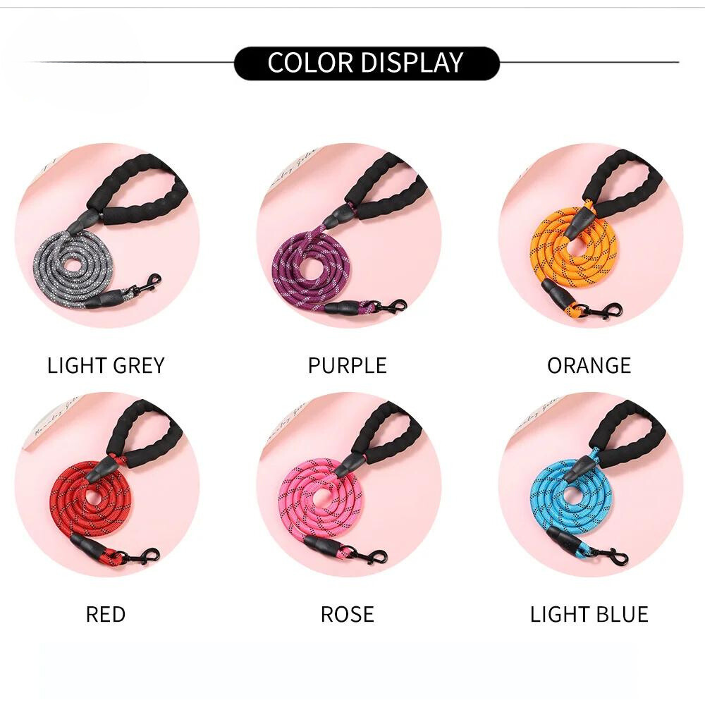 SafePaws: Durable Reflective Dog Leash with Comfort-Touch Handle