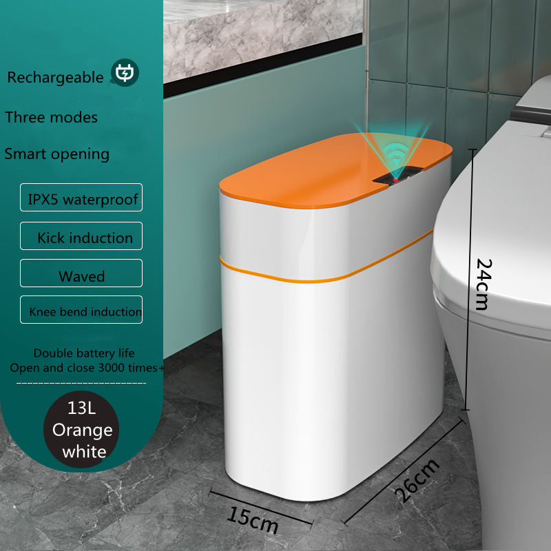 IntelliBin: Sleek Lid-Equipped Smart Trash Can for Bedroom, Living Room, and Kitchen Storage