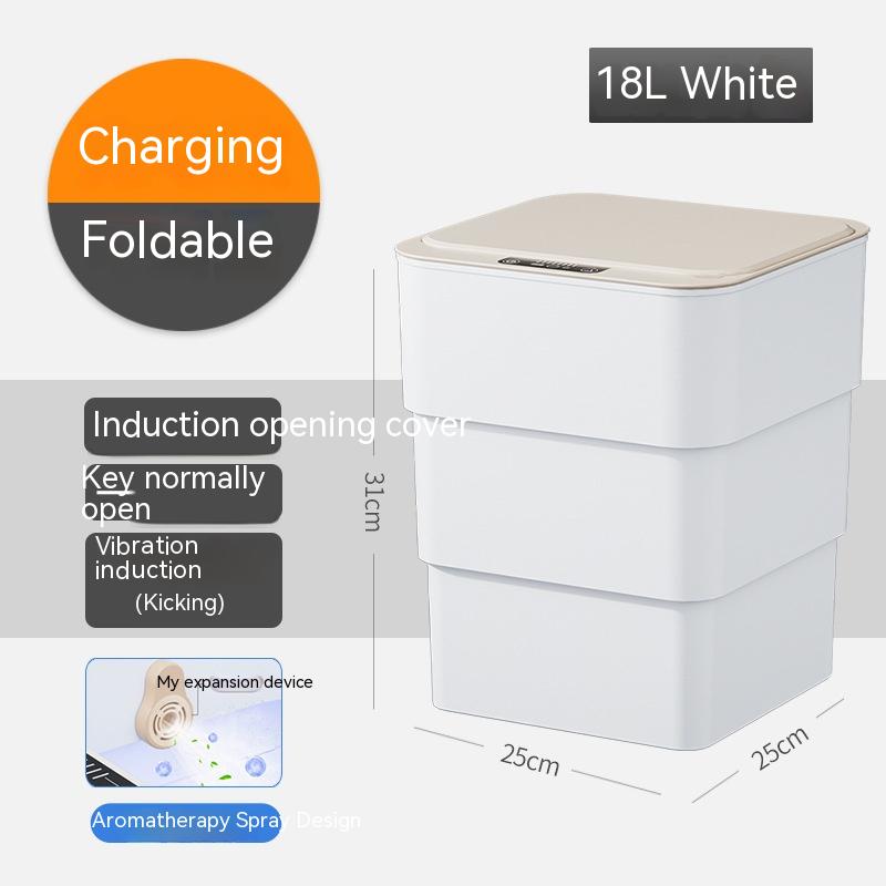 IntelliBin: Sleek Lid-Equipped Smart Trash Can for Bedroom, Living Room, and Kitchen Storage