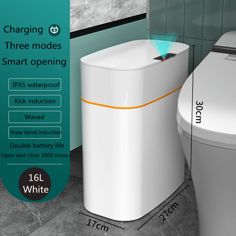 IntelliBin: Sleek Lid-Equipped Smart Trash Can for Bedroom, Living Room, and Kitchen Storage