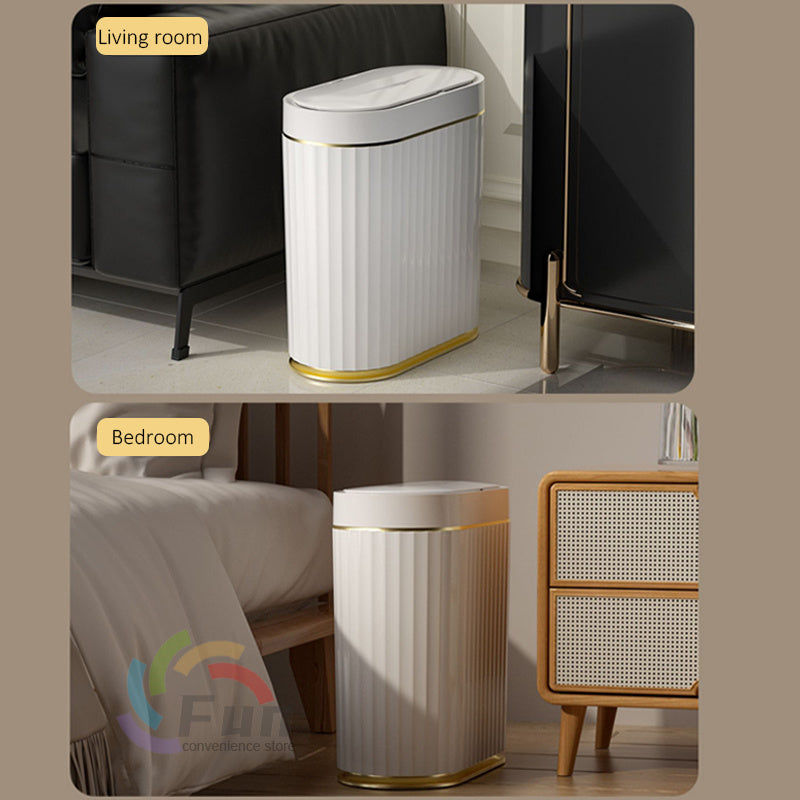 IntelliBin: Sleek Lid-Equipped Smart Trash Can for Bedroom, Living Room, and Kitchen Storage