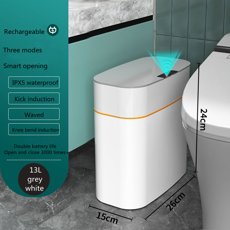 IntelliBin: Sleek Lid-Equipped Smart Trash Can for Bedroom, Living Room, and Kitchen Storage