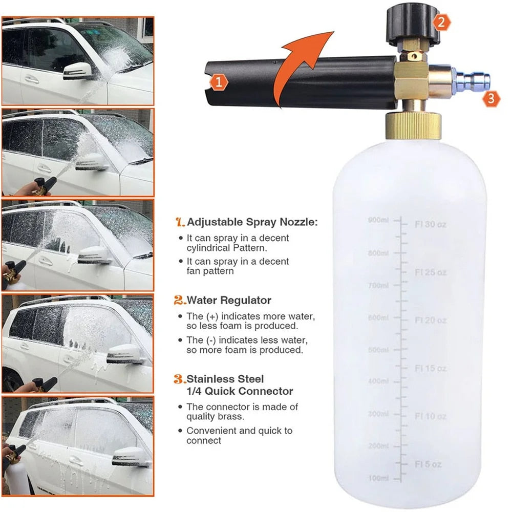 FoamFlow 2: Universal High-Pressure Foam Sprayer | Household & Car Washer Nozzle | Quick Plug 1/4" | PA Foam Pot