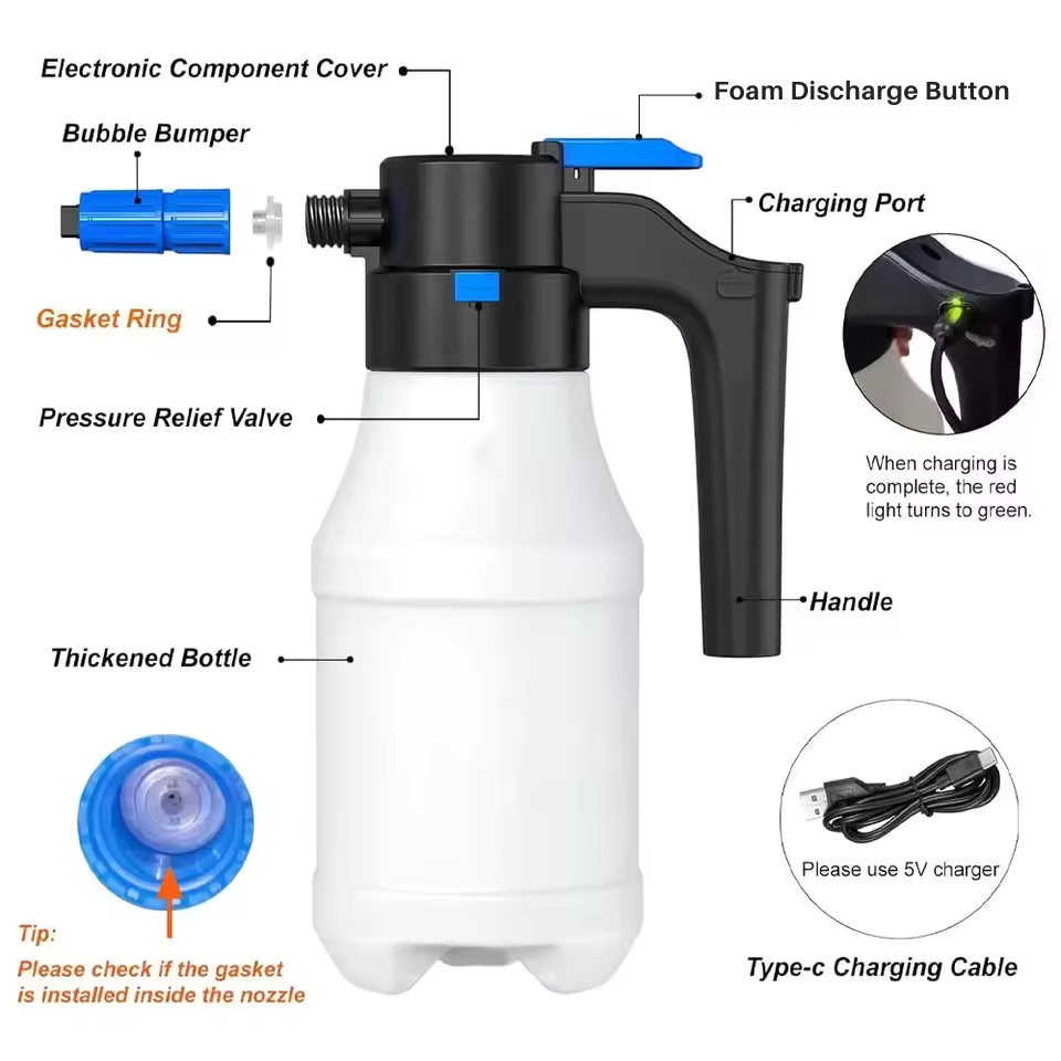 2L Adjustable Foam Sprayer for Professional-Grade Cleaning