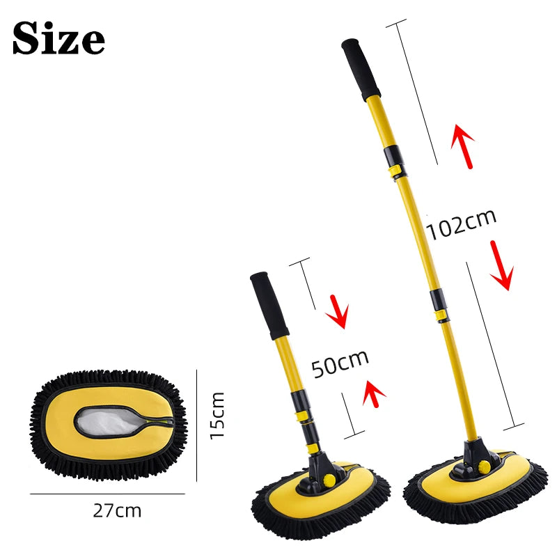 Car Washing Mop - Adjustable 3-Section Cleaning Brush for Cars, Windows, Wheels, and Dust