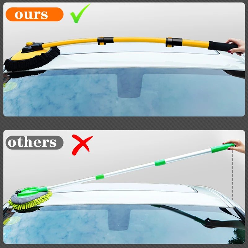Car Washing Mop - Adjustable 3-Section Cleaning Brush for Cars, Windows, Wheels, and Dust