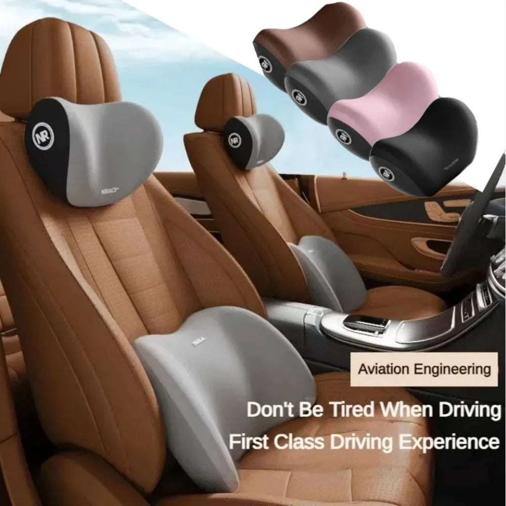 Premium Ergonomic Memory Foam Headrest & Lumbar Support