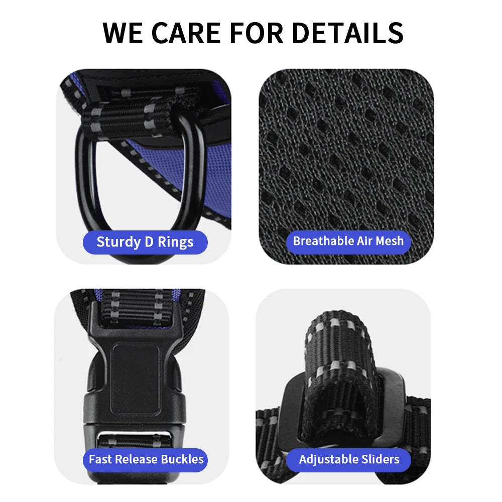 Masbrill 'SafeStride' Reflective Nylon Dog Harness: No-Pull, Adjustable, and Perfect for Adventurous Pups on Walks or Runs!