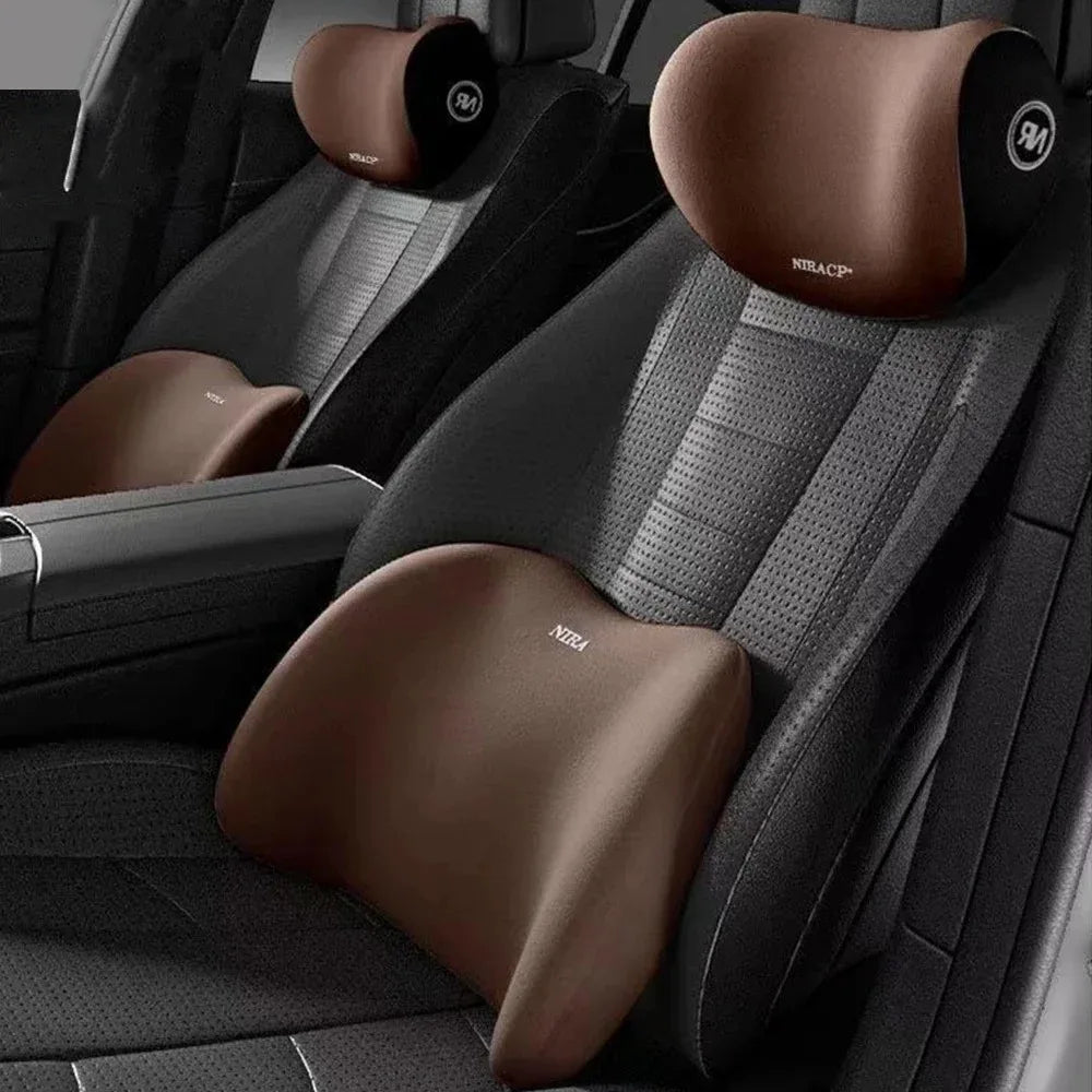 Premium Ergonomic Memory Foam Headrest & Lumbar Support