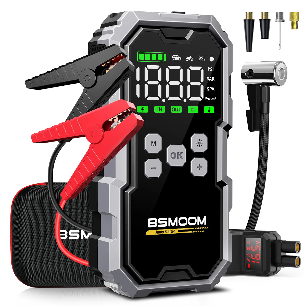 Portable Car Jump Starter & Air Compressor – 21800mAh Powerhouse with LCD Display
