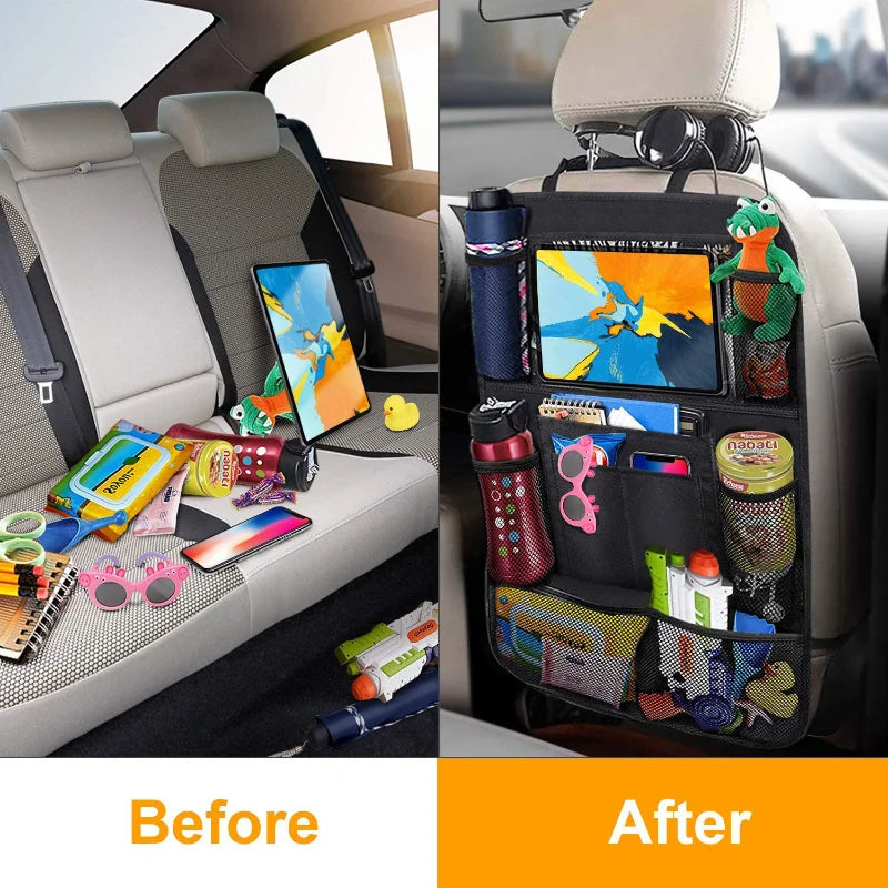 Multi-Pocket Car Seat Organizer and Convenient Tablet Holder