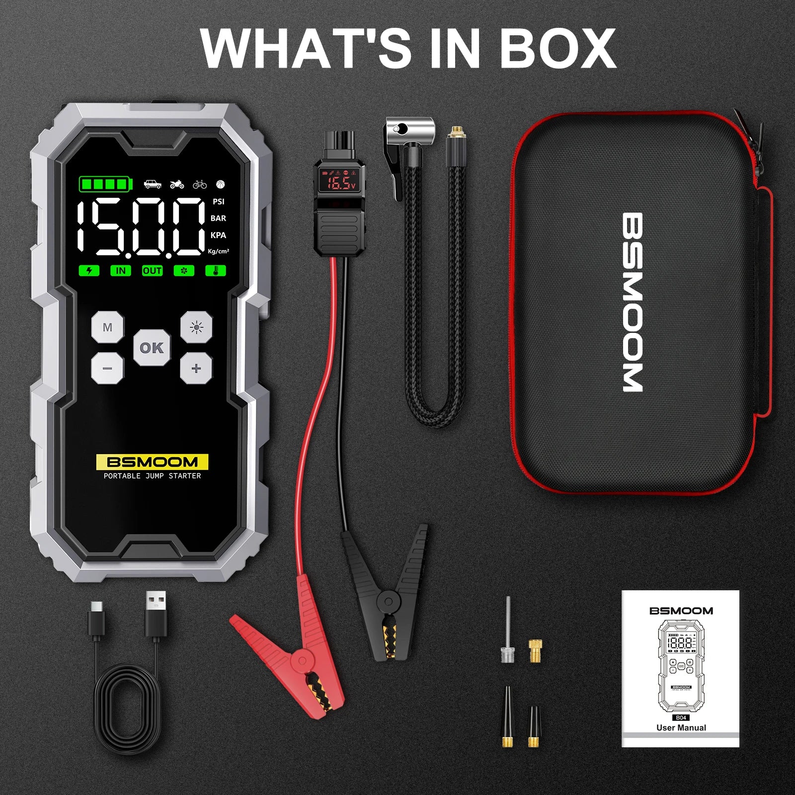 Portable Car Jump Starter & Air Compressor – 21800mAh Powerhouse with LCD Display