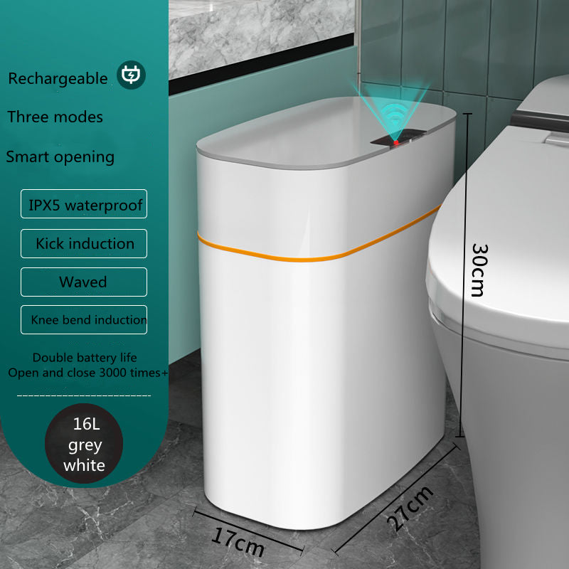 IntelliBin: Sleek Lid-Equipped Smart Trash Can for Bedroom, Living Room, and Kitchen Storage