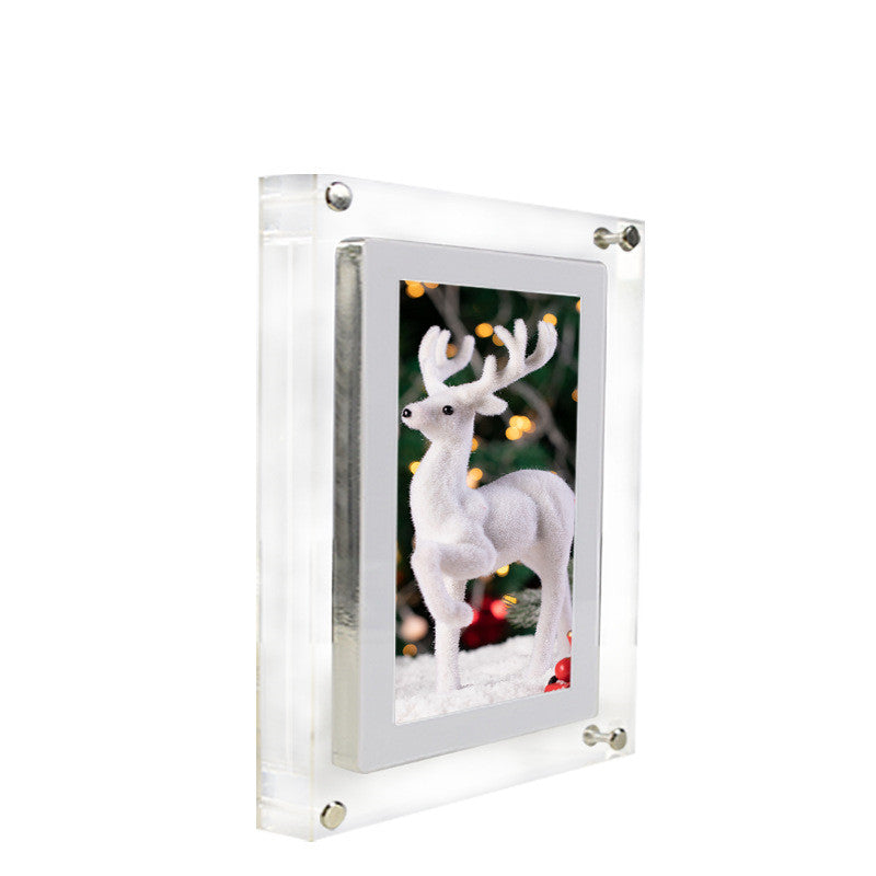 Timeless Moments: Acrylic Vertical Digital Picture Frame with Video Player, 1GB Storage, Battery, and Type-C - Perfect Gift for Loved Ones