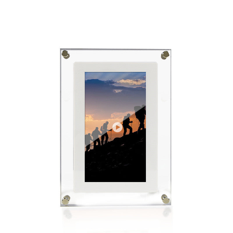 Timeless Moments: Acrylic Vertical Digital Picture Frame with Video Player, 1GB Storage, Battery, and Type-C - Perfect Gift for Loved Ones