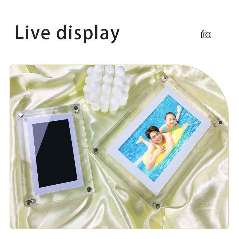 Timeless Moments: Acrylic Vertical Digital Picture Frame with Video Player, 1GB Storage, Battery, and Type-C - Perfect Gift for Loved Ones
