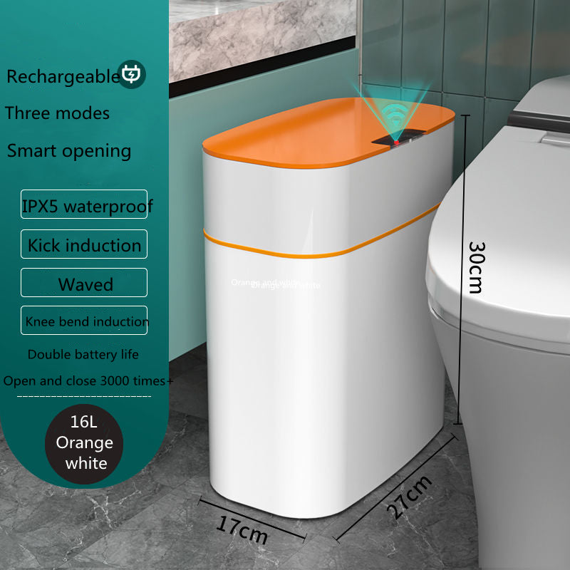 IntelliBin: Sleek Lid-Equipped Smart Trash Can for Bedroom, Living Room, and Kitchen Storage
