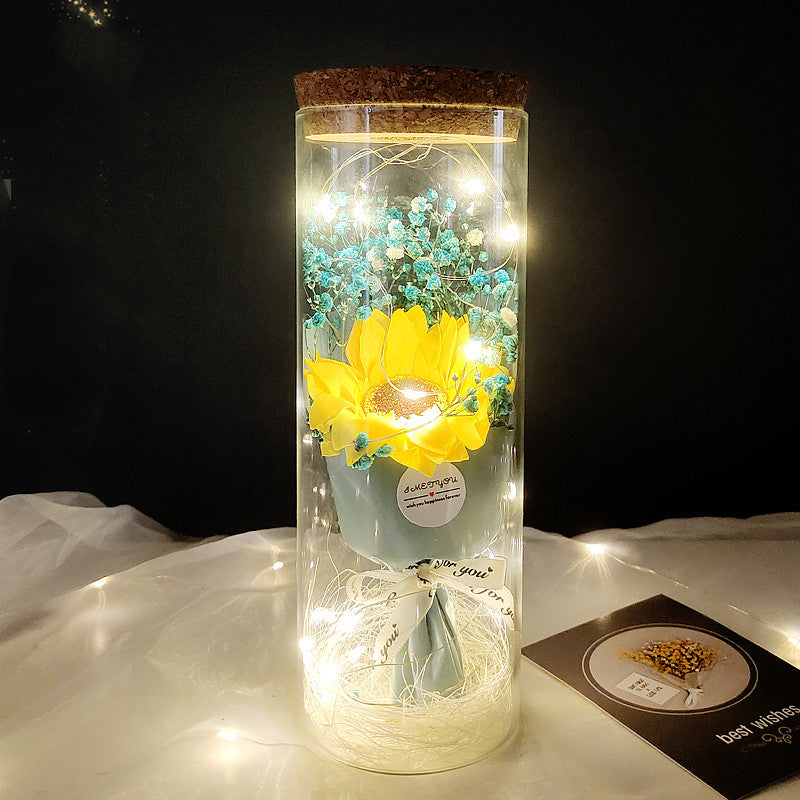 Handmade Bouquet of Love: Sunflower Gypsophila – The Perfect Valentine's Day Gift!