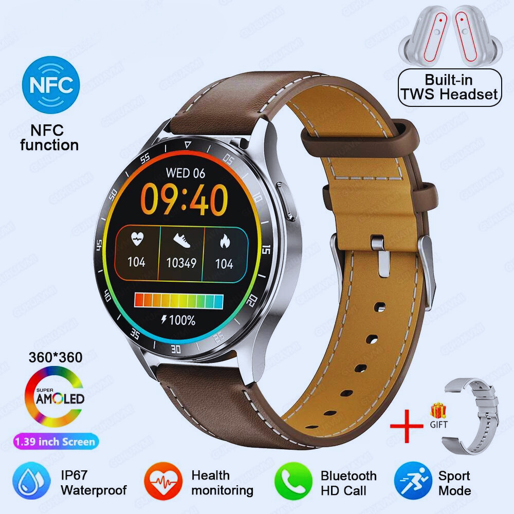 SportPro X10: 2-in-1 Smartwatch & Wireless Earbuds with Health Monitoring & NFC Capabilities