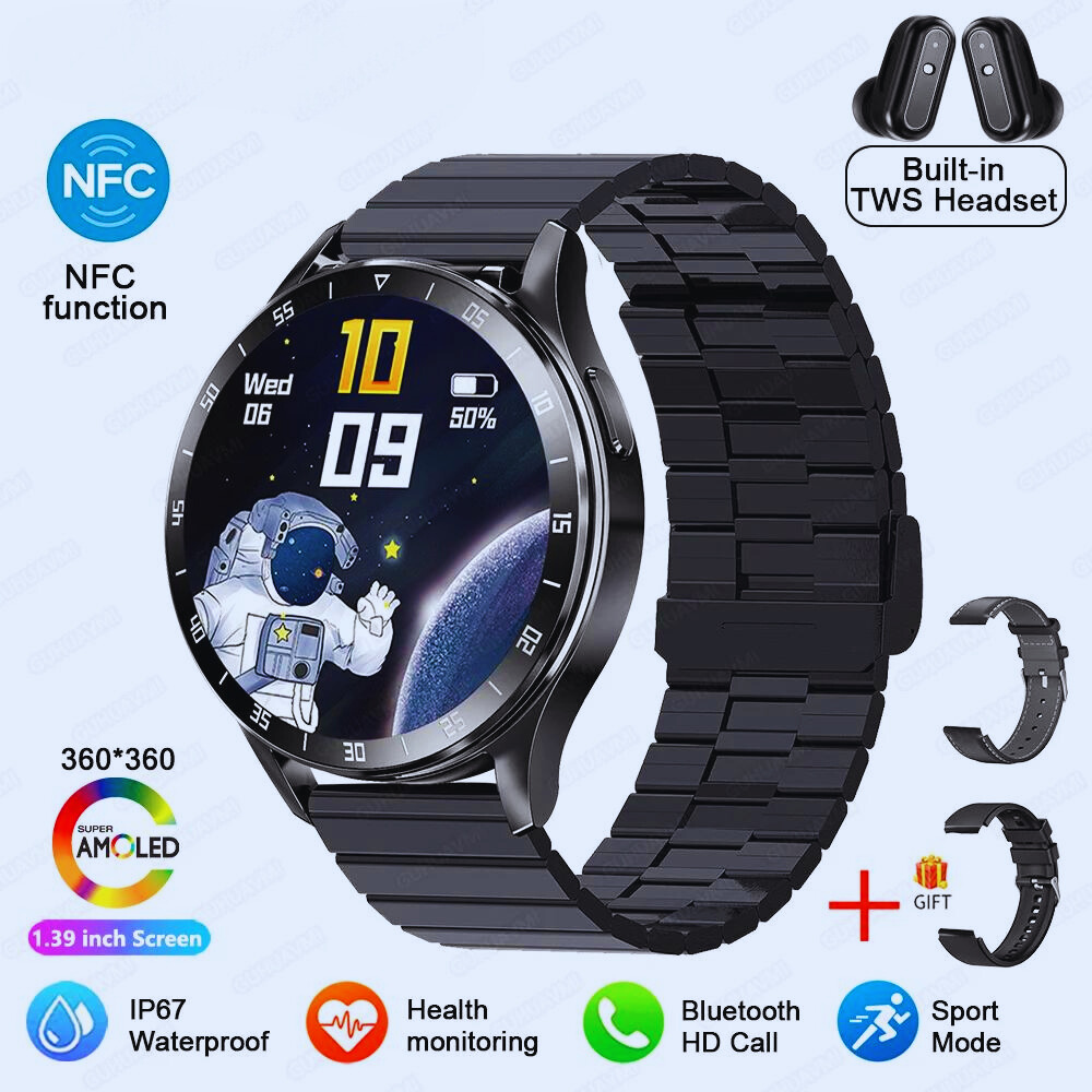 SportPro X10: 2-in-1 Smartwatch & Wireless Earbuds with Health Monitoring & NFC Capabilities