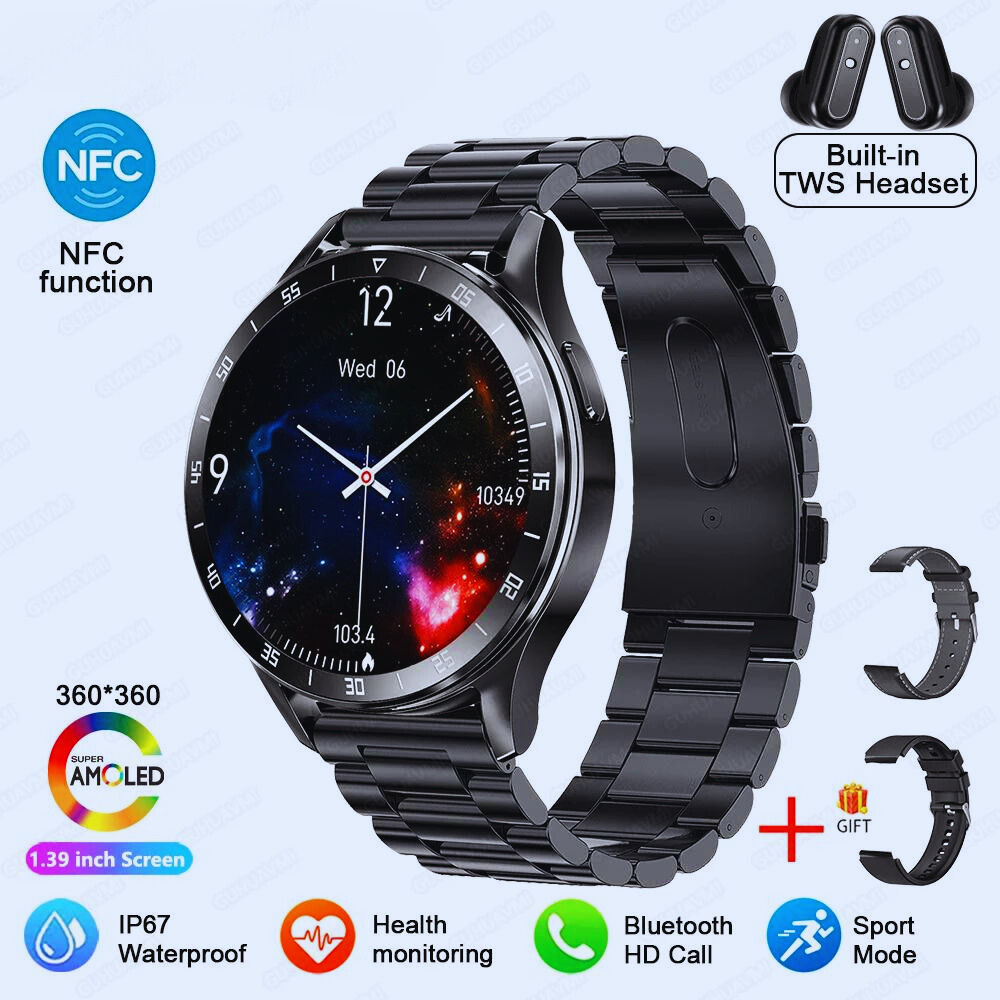 SportPro X10: 2-in-1 Smartwatch & Wireless Earbuds with Health Monitoring & NFC Capabilities