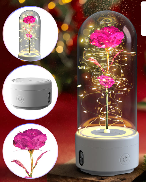 2 In 1 Rose Flowers LED Light And Bluetooth Speaker Valentine's Day Gift