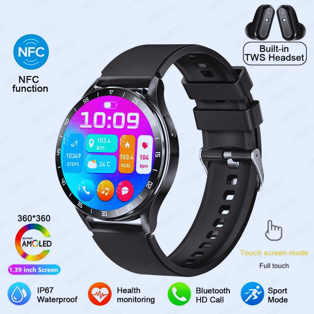 SportPro X10: 2-in-1 Smartwatch & Wireless Earbuds with Health Monitoring & NFC Capabilities