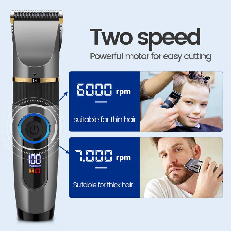 Professional Rechargeable Hair Clipper: Precision Grooming with LED Screen