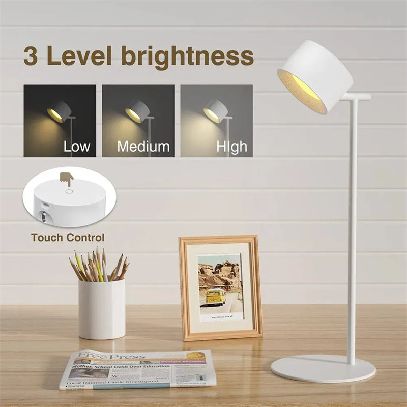 Rechargeable Magnetic Detachable Touch LED Desk Lamp with 360° Rotation