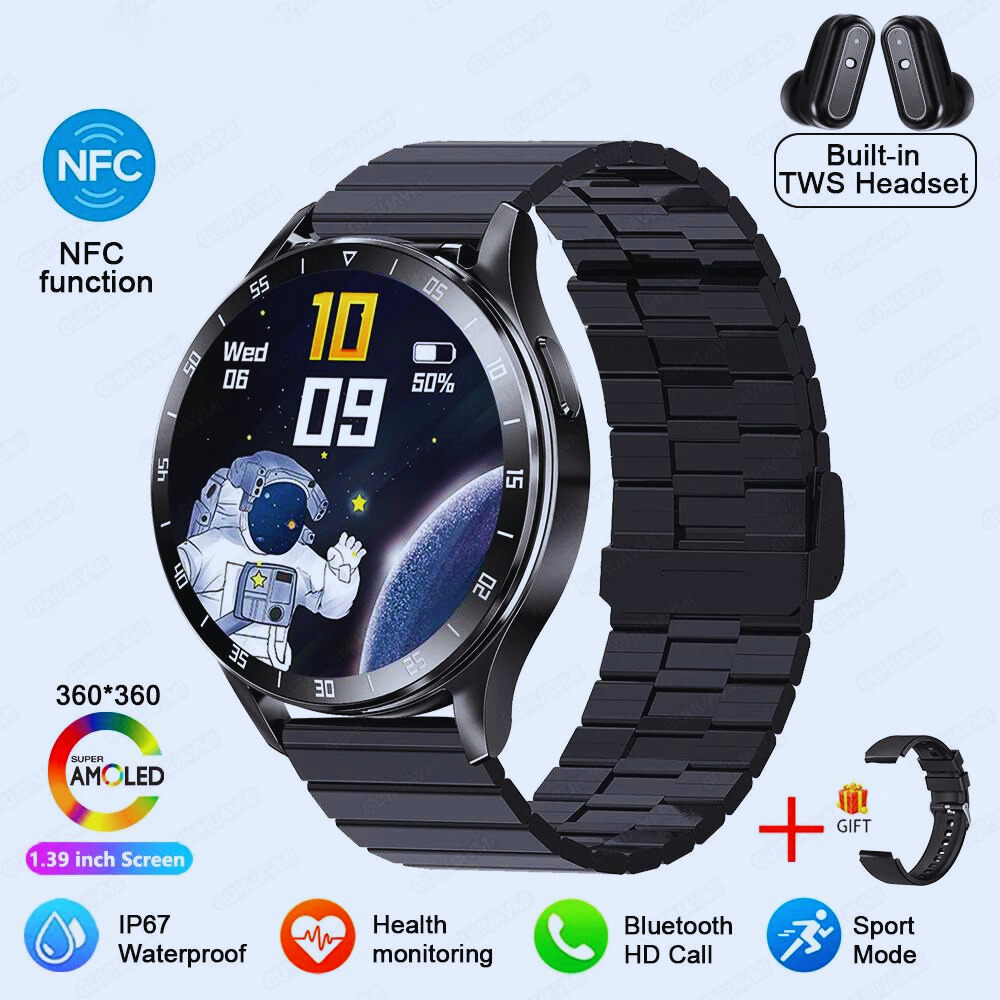 SportPro X10: 2-in-1 Smartwatch & Wireless Earbuds with Health Monitoring & NFC Capabilities