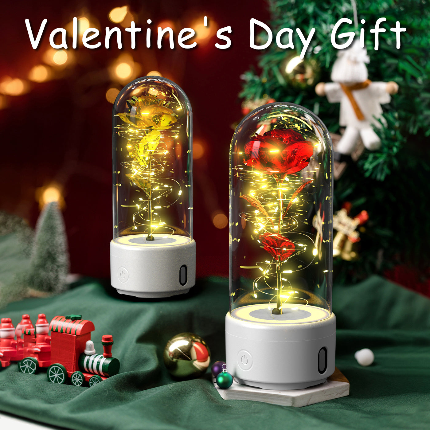 2 In 1 Rose Flowers LED Light And Bluetooth Speaker Valentine's Day Gift