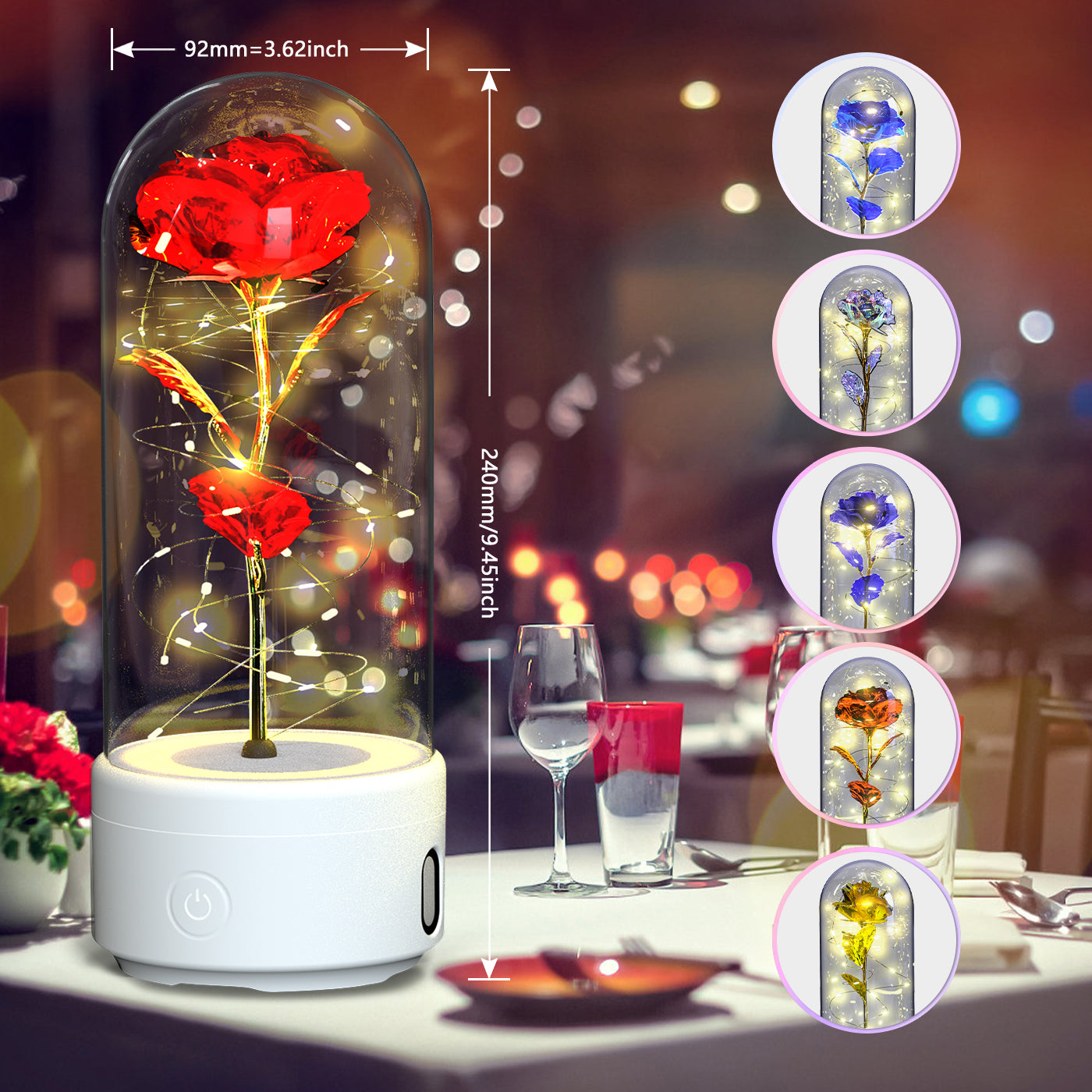 2 In 1 Rose Flowers LED Light And Bluetooth Speaker Valentine's Day Gift