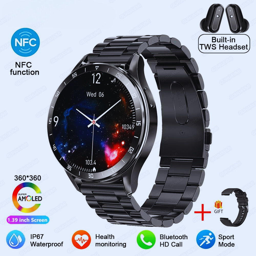 SportPro X10: 2-in-1 Smartwatch & Wireless Earbuds with Health Monitoring & NFC Capabilities