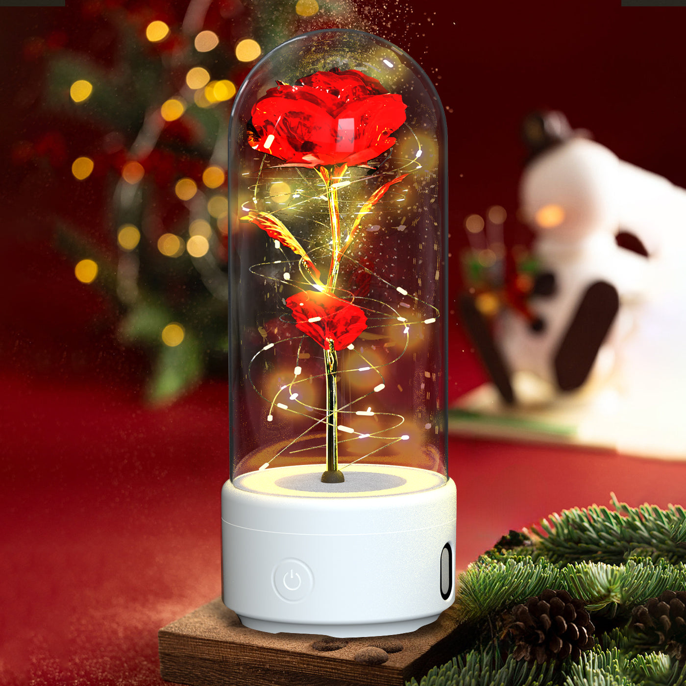 2 In 1 Rose Flowers LED Light And Bluetooth Speaker Valentine's Day Gift