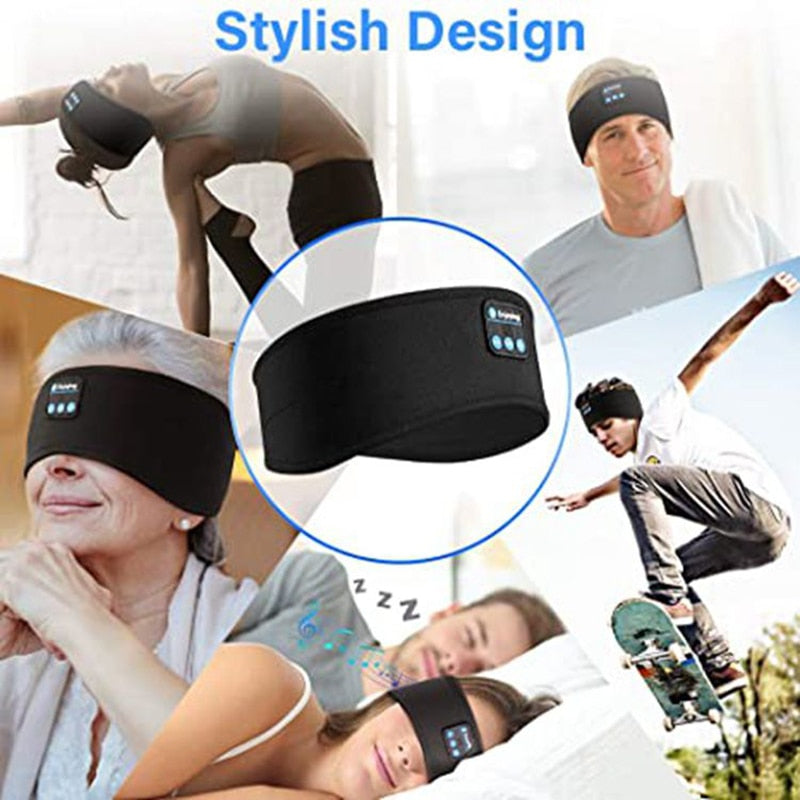 Wireless Bluetooth Sleeping Headband with Thin Soft Elastic Comfort for Side Sleepers and Sports – Music Earphones and Eye Mask Combo