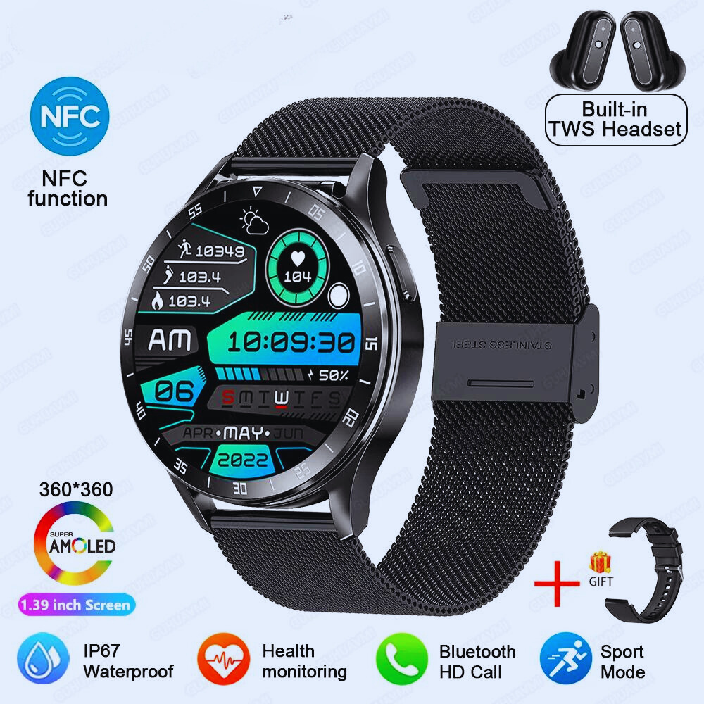 SportPro X10: 2-in-1 Smartwatch & Wireless Earbuds with Health Monitoring & NFC Capabilities