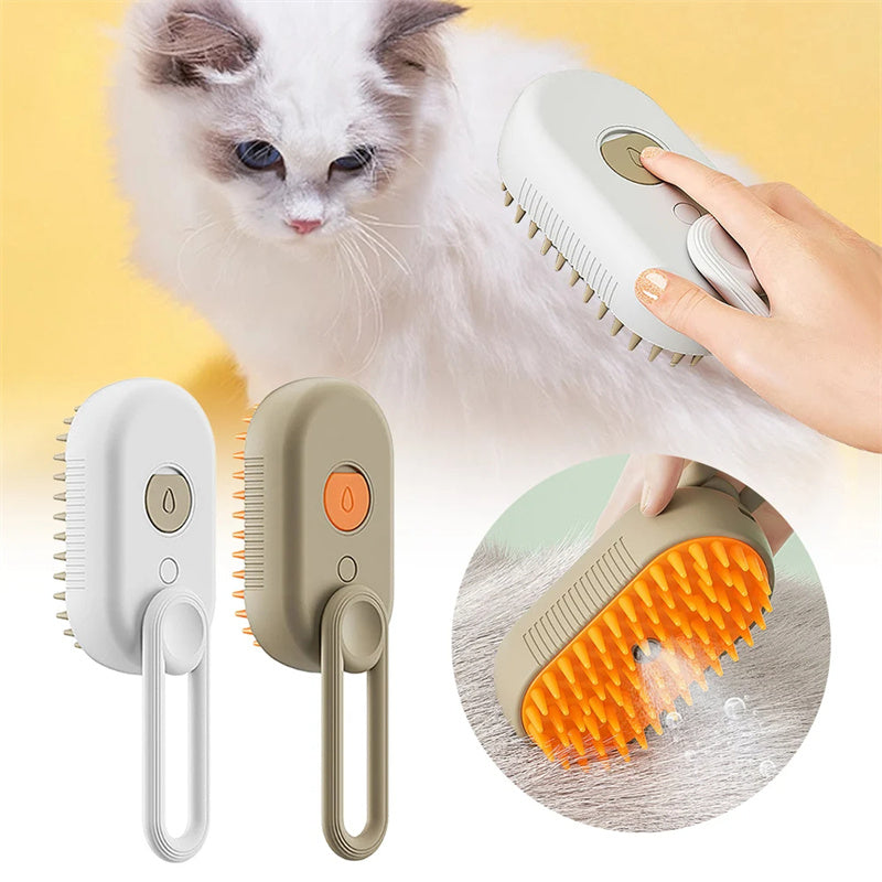 3-in-1 Electric Cat Steam Brush – Effortless Pet Massage, Hair Removal, and Grooming Magic!