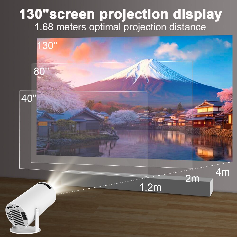 VisionMax Pro 4K: Compact 180° Projector with Auto-Focus & Straight Projection for Distortion-Free Entertainment