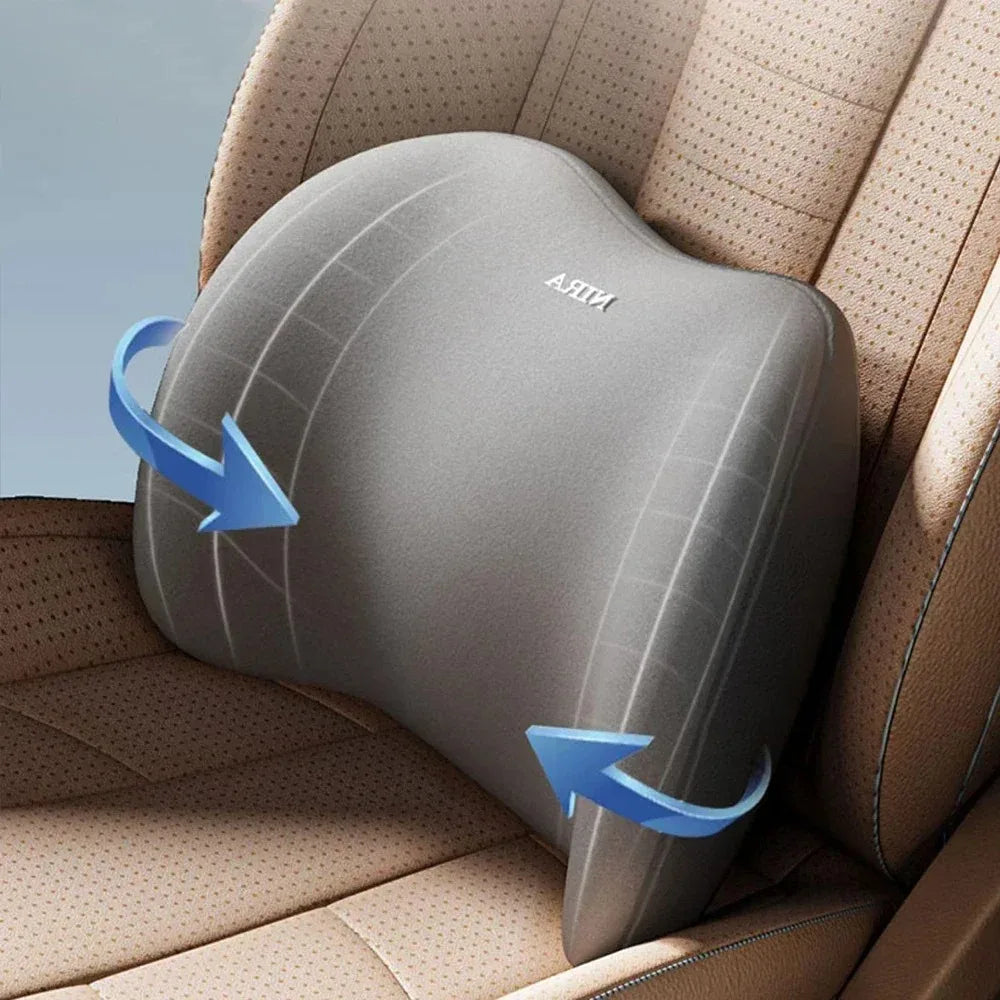 Premium Ergonomic Memory Foam Headrest & Lumbar Support – Ultimate Comfort for Long Drives or Office Work