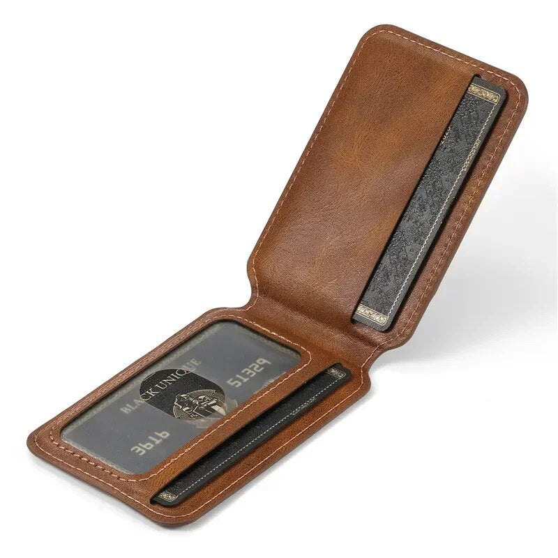 Leather Magnetic Pocket Wallet Case for iPhone 12/13/14/15 Pro Max Plus Ultra with Card Holder & Magsafe Compatibility