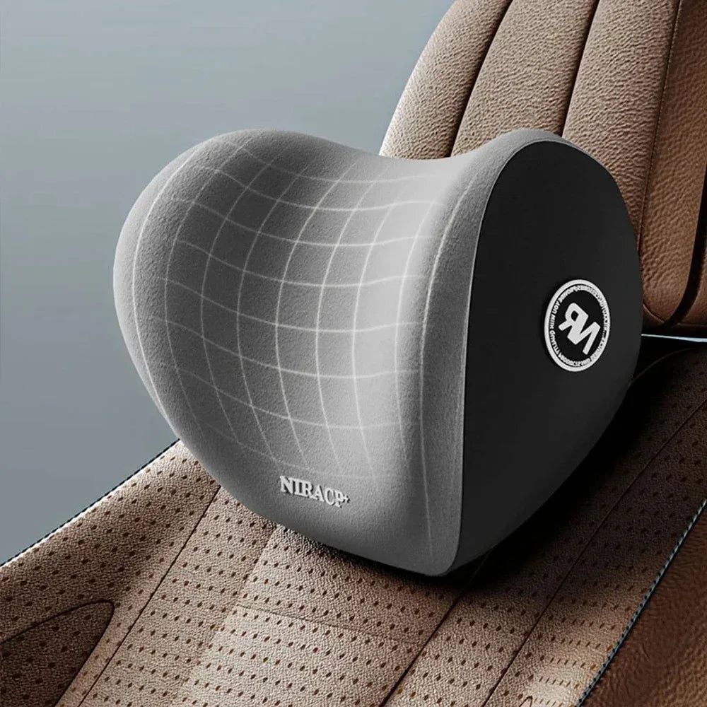 Premium Ergonomic Memory Foam Headrest & Lumbar Support – Ultimate Comfort for Long Drives or Office Work