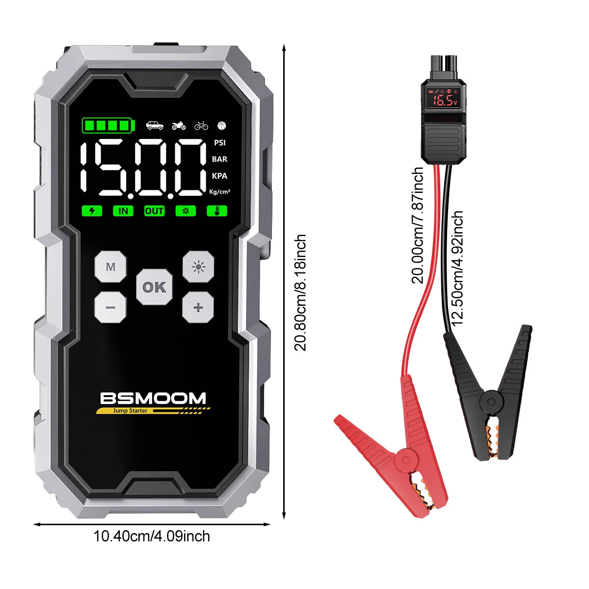 Portable Car Jump Starter & Air Compressor – 21800mAh Powerhouse with LCD Display