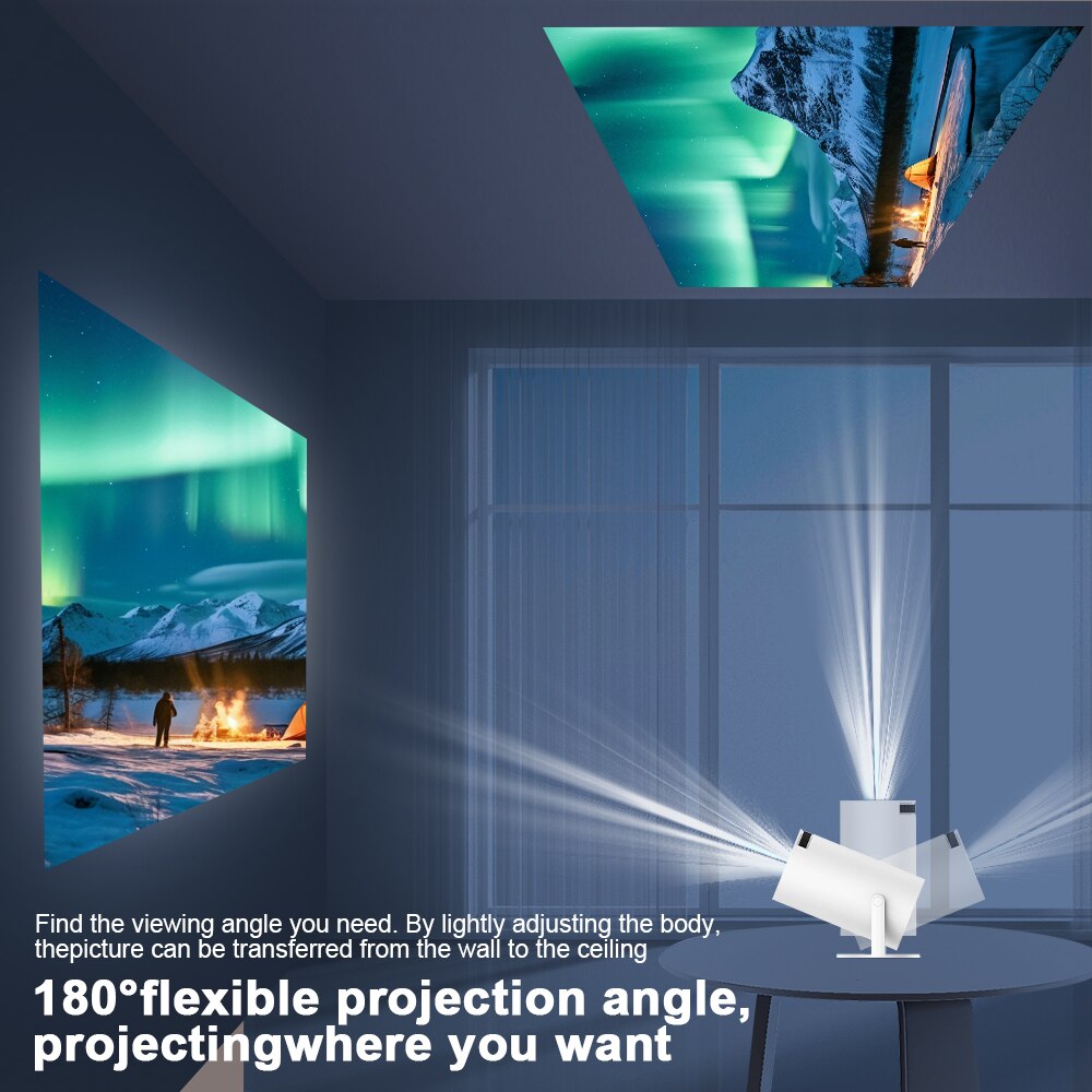 VisionMax Pro 4K: Compact 180° Projector with Auto-Focus & Straight Projection for Distortion-Free Entertainment