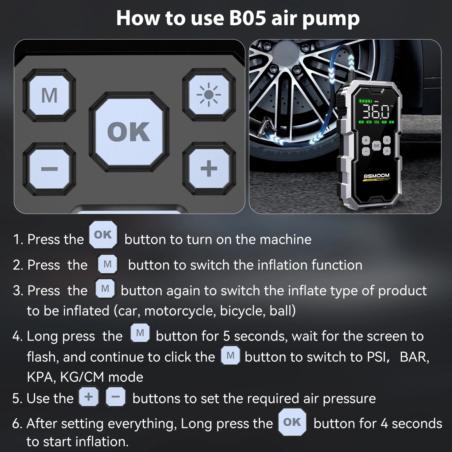 Portable Car Jump Starter & Air Compressor – 21800mAh Powerhouse with LCD Display