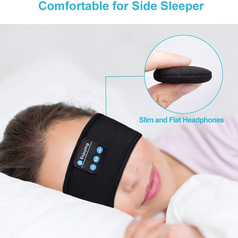 Wireless Bluetooth Sleeping Headband with Thin Soft Elastic Comfort for Side Sleepers and Sports – Music Earphones and Eye Mask Combo