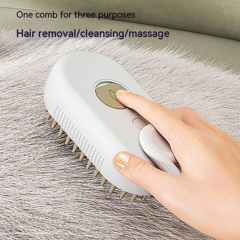 3-in-1 Electric Cat Steam Brush – Effortless Pet Massage, Hair Removal, and Grooming Magic!